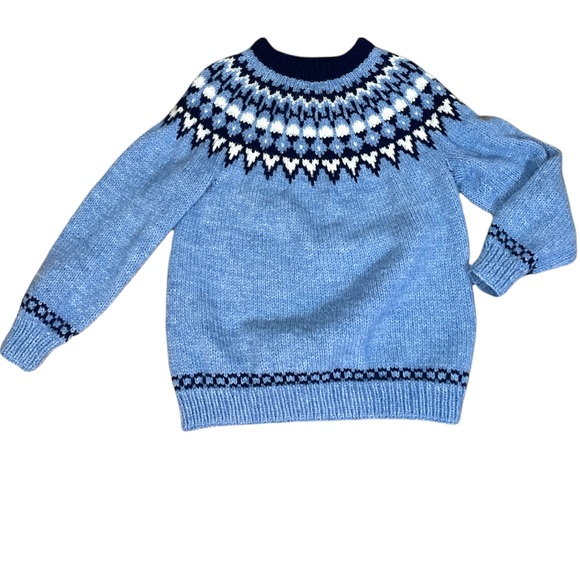 SOLD — Hand Knitted Fair Isle Long Sleeve Pullover Sweater - Picture 7 of 8